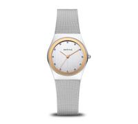 BERING 12927-010 Reloj de cuarzo para mujer con caja de acero inoxidable plateado de 27 mm y esfera plateada, correa milanesa, cristal de zafiro y resistencia al agua de 3 ATM