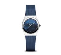 BERING 12927-307 Reloj de cuarzo para mujer con caja de acero inoxidable plateado de 27 mm y esfera azul, correa milanesa, cristal de zafiro y resistencia al agua de 3 ATM