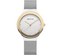 BERING 12934-010 Reloj de cuarzo para mujer con caja de acero inoxidable plateado de 34 mm y esfera plateada, correa milanesa, cristal de zafiro y resistencia al agua de 3 ATM