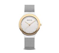 BERING 12934-010 Reloj de cuarzo para mujer con caja de acero inoxidable plateado de 34 mm y esfera plateada, correa milanesa, cristal de zafiro y resistencia al agua de 3 ATM