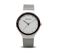BERING 12934-060 Reloj de cuarzo para mujer con caja de acero inoxidable plateado de 34 mm y esfera plateada, correa milanesa, cristal de zafiro y resistencia al agua de 3 ATM