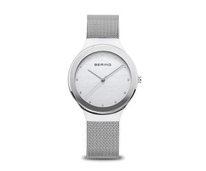 Bering 12934 Reloj de Cuarzo para Mujer con Caja de Acero Inoxidable de 34 mm y Esfera, Correa milanesa, Cristal de Zafiro y Resistencia al Agua de 3 ATM