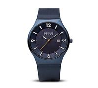 BERING 14440-393 Reloj solar para hombre con caja de acero inoxidable de 40 mm con acabado en azul y esfera azul, correa milanesa, cristal de zafiro y resistencia al agua de 5 ATM