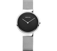 BERING 14531-002 Reloj de cuarzo para mujer con caja de acero inoxidable plateado de 31 mm y esfera negra, correa milanesa, cristal de zafiro y resistencia al agua de 5 ATM