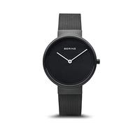 BERING 14531-122 Reloj de cuarzo para mujer con caja de acero inoxidable de 31 mm con acabado negro y esfera negra, correa milanesa, cristal de zafiro y resistencia al agua de 5 ATM