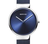 BERING 14531-307 Reloj de cuarzo para mujer con caja de acero inoxidable plateado de 31 mm y esfera azul, correa milanesa, cristal de zafiro y resistencia al agua de 5 ATM