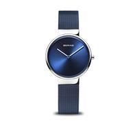 BERING 14531-307 Reloj de cuarzo para mujer con caja de acero inoxidable plateado de 31 mm y esfera azul, correa milanesa, cristal de zafiro y resistencia al agua de 5 ATM