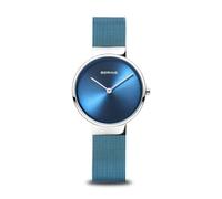 BERING 14531-308 Reloj de cuarzo para mujer con caja de acero inoxidable plateado de 31 mm y esfera azul, correa milanesa, cristal de zafiro y resistencia al agua de 5 ATM