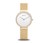 BERING 14531-330 Reloj de Cuarzo para Mujer con Caja de Acero Inoxidable de 31 mm con Acabado Dorado y Esfera Blanca, Correa milanesa, Cristal de Zafiro y Resistencia al Agua de 5 ATM