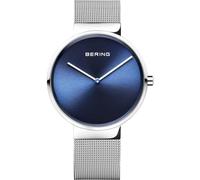 BERING 14539-007 Reloj de cuarzo unisex con caja de acero inoxidable plateado de 39 mm y esfera azul, correa milanesa, cristal de zafiro y resistencia al agua de 5 ATM