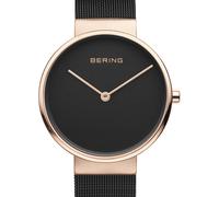 Bering Time Reloj unisex 14539-166 39 mm acero inoxidable oro rosa esfera negra zafiro 5 ATM