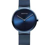 Bering 14539-397 Reloj de Cuarzo Unisex con Caja de Acero Inoxidable de 39 mm con Acabado Azul y Esfera Azul, Correa milanesa, Cristal de Zafiro y Resistencia al Agua de 5 ATM