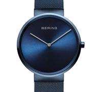 BERING 14539-397 Reloj de Cuarzo Unisex con Caja de Acero Inoxidable de 39 mm con Acabado Azul y Esfera Azul, Correa milanesa, Cristal de Zafiro y Resistencia al Agua de 5 ATM