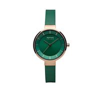 BERING 14631-Charity Reloj solar para mujer con caja de acero inoxidable de 31 mm con acabado en oro rosa y esfera verde, correa milanesa, cristal de zafiro y resistencia al agua de 5 ATM
