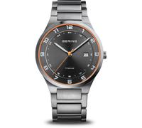 Bering 15139-709 Reloj de pulsera Titanio 39mm 10ATM Cuarzo Unisex Gris Plata