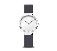 BERING 15531-400 Reloj de cuarzo para mujer con caja de acero inoxidable plateado de 31 mm y esfera blanca, correa de silicona, cristal de zafiro y resistencia al agua de 5 ATM