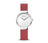 BERING 15531-500 Reloj de cuarzo para mujer con caja de acero inoxidable plateado de 31 mm y esfera blanca, correa de silicona, cristal de zafiro y resistencia al agua de 5 ATM