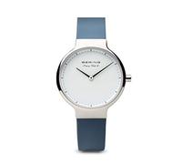 BERING 15531-700 Reloj de cuarzo para mujer con caja de acero inoxidable plateado de 31 mm y esfera blanca, correa de silicona, cristal de zafiro y resistencia al agua de 5 ATM