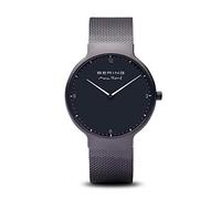 BERING 15540-123 Reloj de cuarzo para hombre con caja de acero inoxidable de 40 mm con acabado negro y esfera negra, correa milanesa, cristal de zafiro y resistencia al agua de 5 ATM
