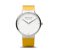 BERING 15540-600 Reloj de cuarzo para hombre con caja de acero inoxidable plateado de 40 mm y esfera blanca, correa de silicona, cristal de zafiro y resistencia al agua de 5 ATM