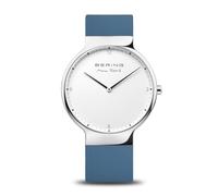 BERING 15540-700 Reloj de cuarzo para hombre con caja de acero inoxidable plateado de 40 mm y esfera blanca, correa de silicona, cristal de zafiro y resistencia al agua de 5 ATM