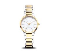 BERING 15630-701 Reloj de Cuarzo para Mujer con Caja de Titanio de 30 mm con Acabado Plateado/Dorado y Esfera Blanca, Brazalete de Titanio con Detalles de Titanio, Resistencia al Agua de 10 ATM