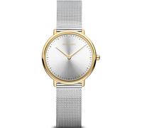BERING Women's Quartz Watch, Wristwatch with 29 mm Gold Stainless Steel Case and Silver dial, Milanese Strap, Sapphire Crystal, 3 ATM, 15729-010