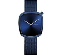 Bering 18034-398 Reloj de Cuarzo para Mujer con Caja de Acero Inoxidable de 30 mm con Acabado Azul y Esfera Azul, Correa milanesa, Cristal de Zafiro y Resistencia al Agua de 3 ATM