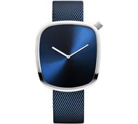 BERING 18040-307 Reloj de cuarzo unisex con caja de acero inoxidable plateado 40 mm y esfera azul, correa milanesa, cristal de zafiro y resistencia al agua de 3 ATM