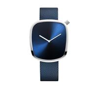 BERING 18040-307 Reloj de cuarzo unisex con caja de acero inoxidable plateado 40 mm y esfera azul, correa milanesa, cristal de zafiro y resistencia al agua de 3 ATM