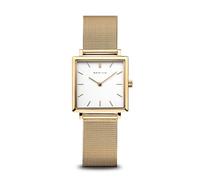 BERING 18226-334 Reloj de cuarzo para mujer con caja de acero inoxidable de 26 mm con acabado dorado y esfera blanca, correa milanesa, cristal de zafiro y resistencia al agua de 3 ATM
