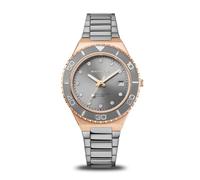 Bering 18936-769 Reloj de Cuarzo para Mujer con Caja de Acero Inoxidable de 36 mm con Acabado en Oro Rosa, Esfera Gris, Brazalete y Detalles en Acero Inoxidable, Resistencia al Agua de 10 ATM