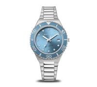 Bering 18936-705 Reloj de Cuarzo para Mujer con Caja de Acero Inoxidable Plateado de 36 mm, Esfera Azul, Brazalete y Detalles de Acero Inoxidable, Resistencia al Agua de 10 ATM