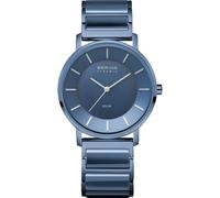 Bering 19535-797 Reloj Solar para Mujer con Caja de Acero Inoxidable de 35 mm con Acabado en Azul, Esfera Azul, Brazalete de Acero Inoxidable con Detalles en cerámica, Resistencia al Agua de 3 ATM