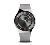 BERING 34440-708 Reloj Solar para Hombre con Caja de Acero Inoxidable Plateado de 41 mm y Esfera Azul, Brazalete y Detalles de Acero Inoxidable y Resistencia al Agua de 5 ATM