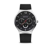BERING 51640-077 Reloj radiocontrolado para hombre con caja de acero inoxidable de 40 mm con acabado en gris y esfera gris, correa milanesa, cristal de zafiro y resistencia al agua de 3 ATM