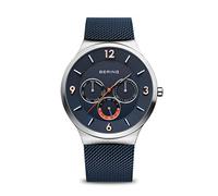 BERING 51640-227 Reloj radiocontrolado para hombre con caja de acero inoxidable de 40 mm con acabado negro y esfera azul, correa milanesa, cristal de zafiro y resistencia al agua de 3 ATM