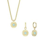 BERING Arctic Flowers - Conjunto de joyas para mujer, color dorado, azul y acero inoxidable