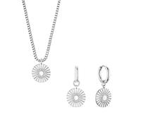 BERING Arctic Flowers - Juego de collar y pendientes de aro de plata, Einheitsgröße, Acero inoxidable, Circonita cúbica