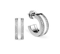 BERING Arctic Symphony Collection 723-150-05 Pendientes de botón para mujer de acero inoxidable y cerámica con acabado en plateado brillante