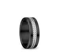 BERING Anillos combinados intercambiables para Mujer en plata y negro con el exclusivo sistema Twist & Change, Colorado, 8, 8,