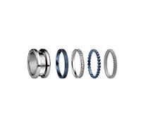BERING Juego de anillos intercambiables para mujer en plata y azul con el exclusivo sistema Twist & Change, Symphony-Set-A