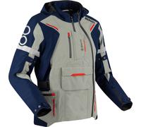 Bering Austral GTX chaqueta textil impermeable para motocicletas, gris-rojo-azul, tamaño M para Hombres