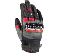 Bering Axel Guantes de moto perforados para mujer, negro-gris-rojo, tamaño L