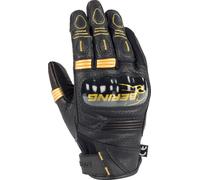 Bering Axel Guantes de moto perforados para mujer, negro-oro, tamaño S