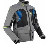 Bering Bakundu chaqueta textil impermeable para motocicletas, Gris/negro/azul, Talla L