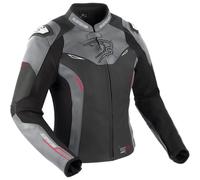 Bering Snap Chaqueta de cuero / textil para mujer, negro-gris, tamaño 42