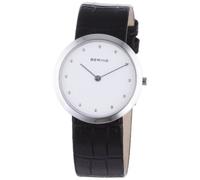 BERING Classic - Reloj analógico de mujer de cuarzo con correa de piel negra - sumergible a 50 metros