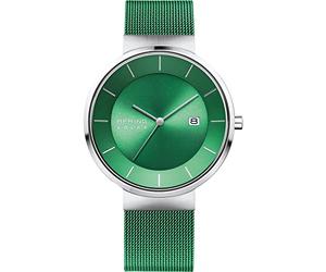 BERING Hombre Análoga Solar Reloj de pulsera de colección con Acero inoxidable Pulsera und Cristal de zafiro