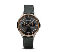 BERING Hombre Análoga Cuarzo Reloj de pulsera de colección con Nylon Pulsera und Cristal de zafiro, Gris/Plata